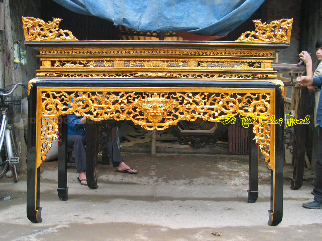 Mẫu bàn thờ đẹp sơn son thếp bạc gỗ dổi