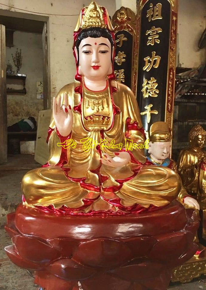 Tượng Phật bà Quan âm gỗ Mít Sơn son thếp vàng