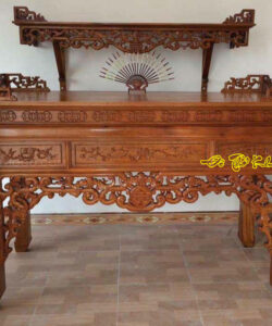 Mẫu bàn thờ chạm ngũ Phúc cùng bàn thờ treo