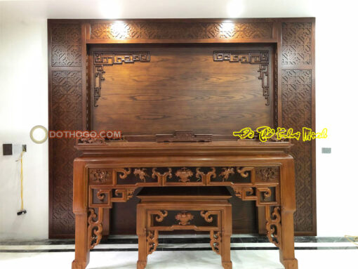 Bàn thờ gỗ đẹp cùng vách thờ
