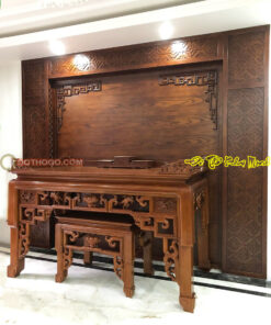 Bàn thờ gỗ đẹp cùng vách thờ
