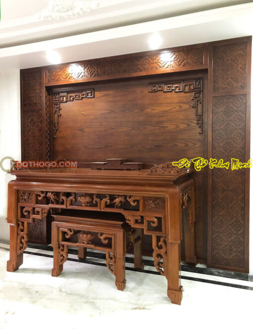 Bàn thờ gỗ đẹp cùng vách thờ
