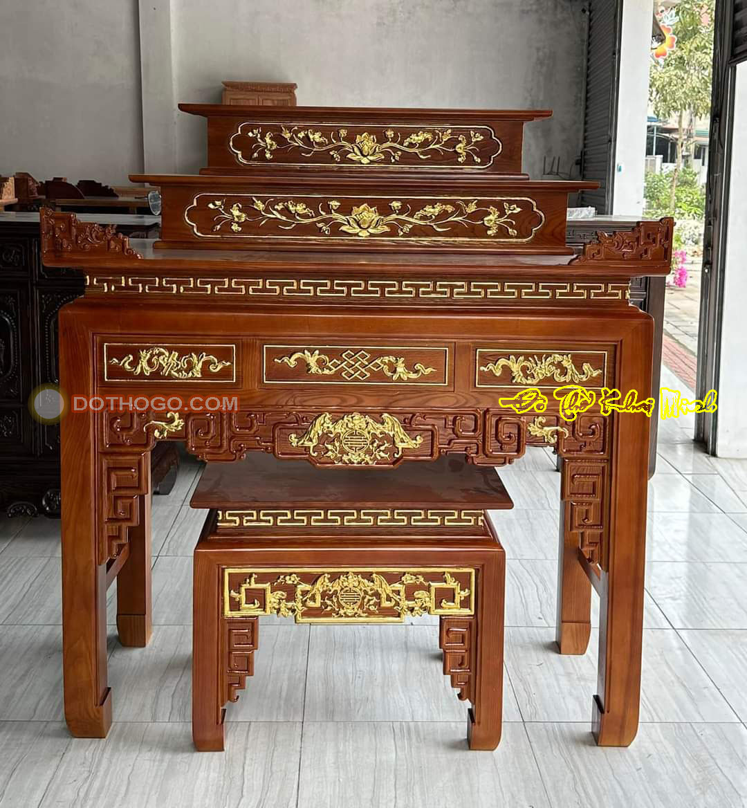 Bàn thờ Phật 3 tầng bằng gỗ