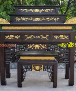 Bàn thờ Phật 3 tầng đẹp sơn PU thếp vàng