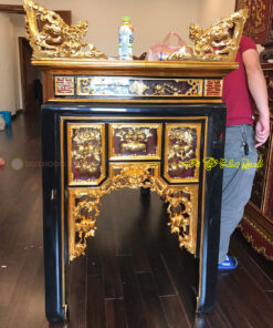 Mẫu bàn thờ ô xa sơn son thếp vàng chụp nghiêng