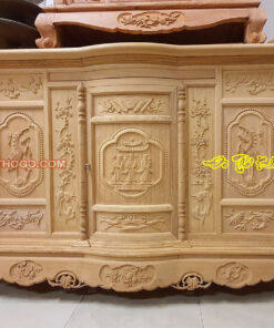 Tủ thờ Tam đa cánh cong gỗ Gụ để mộc chưa sơn