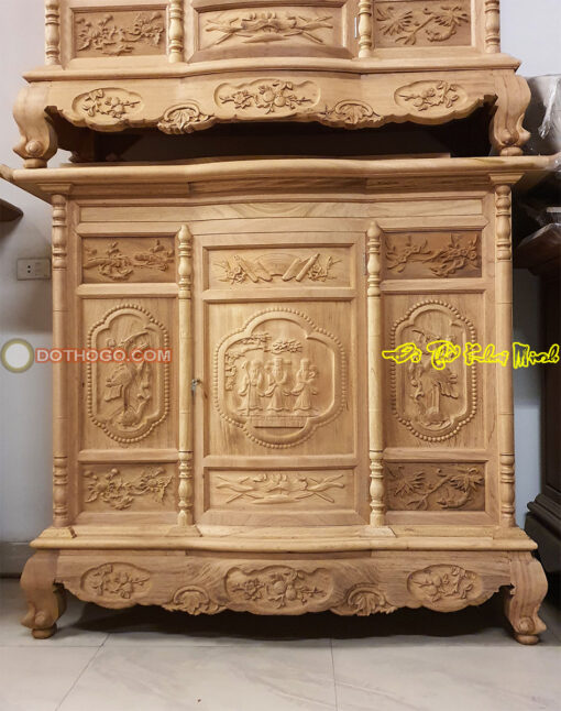 Tủ thờ Tam đa cánh cong gỗ Gụ
