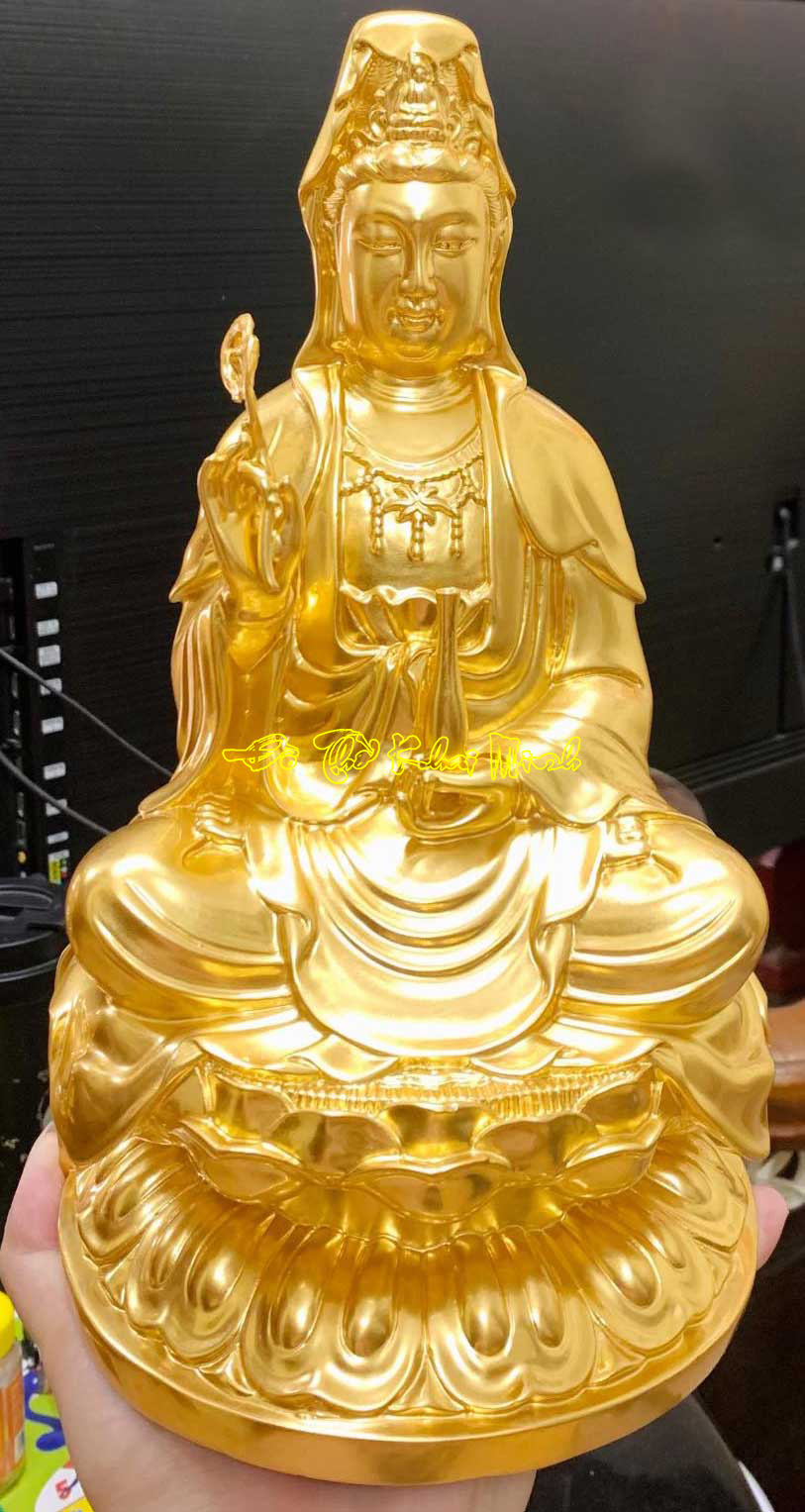Tượng Phật Bà Quan Âm thếp vàng 9999