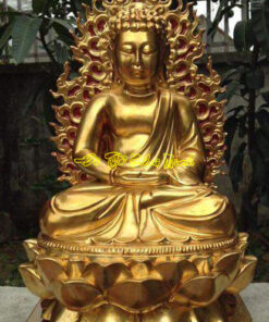 Tượng Phật Dược sư gỗ Mít sơn son thếp bạc