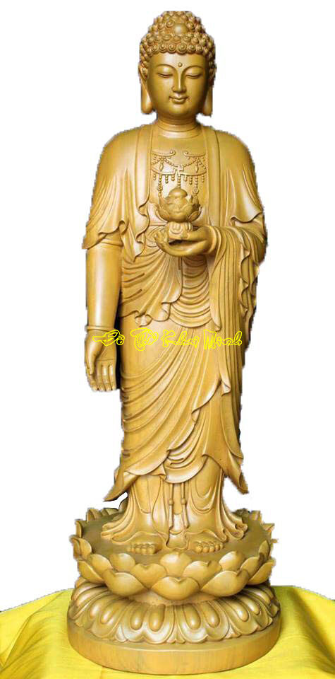 Tượng Phật A Di Đà đứng trong tam thánh